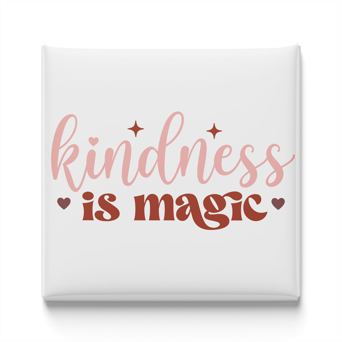 a white canvas with the text "kindness is magic" written in a stylized font.