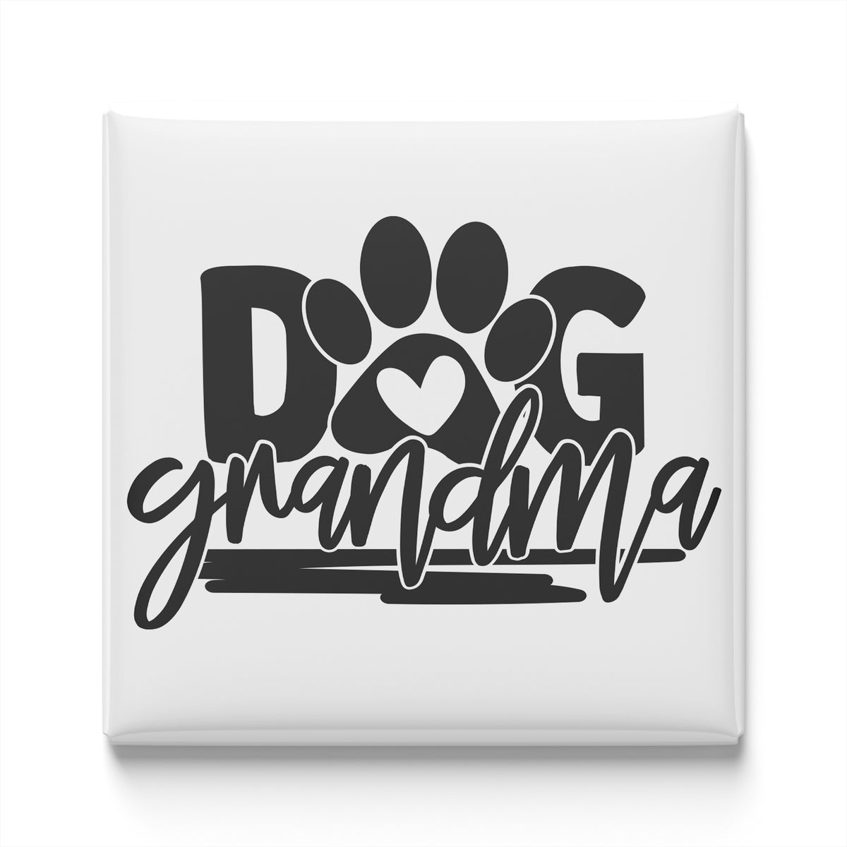 a black and white graphic design with the text "dog grandmother" and a heart symbol.