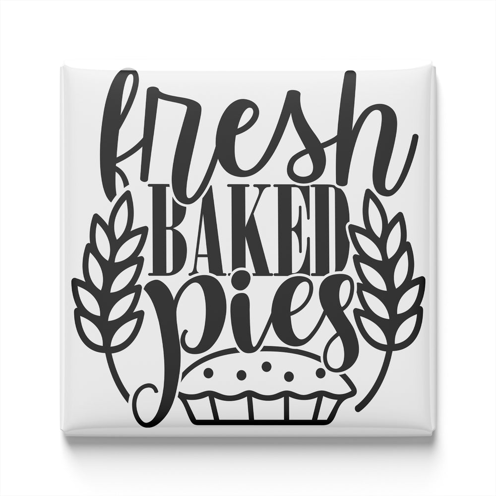 a black and white graphic design with the text "fresh baked pies" prominently displayed.
