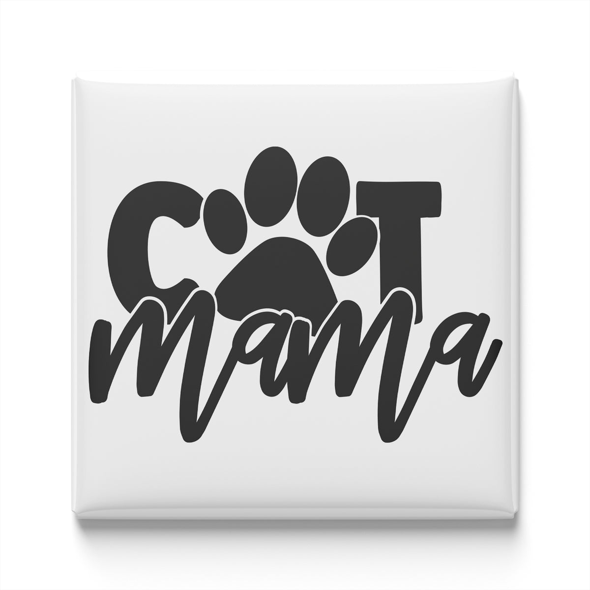 a simple black and white design with the text "COT MAMA" and a paw print icon.