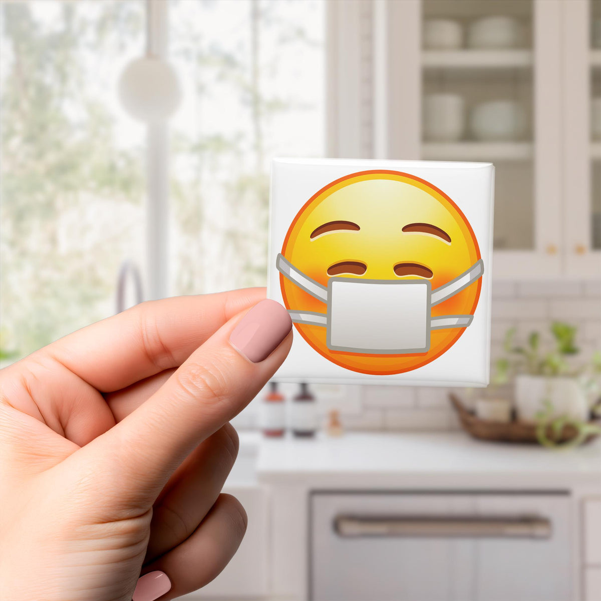 Face With Medical Mask Emoji Magnet