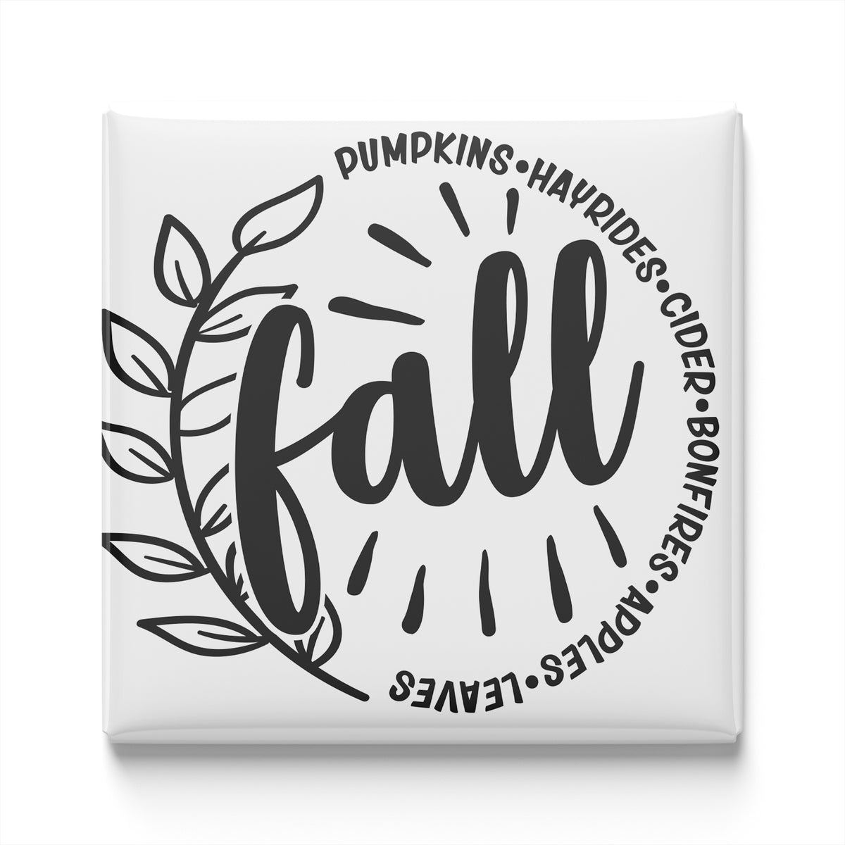 a circular design with the word "fall" written in a stylized font.