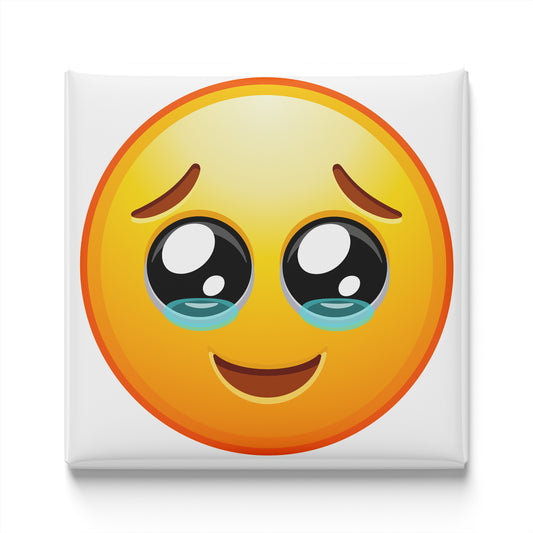 SMILING FACE HOLDING BACK TEARS EMOJI MAGNET