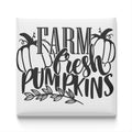 a black and white graphic design with the text "FARM FRESH PUMPS" prominently displayed.