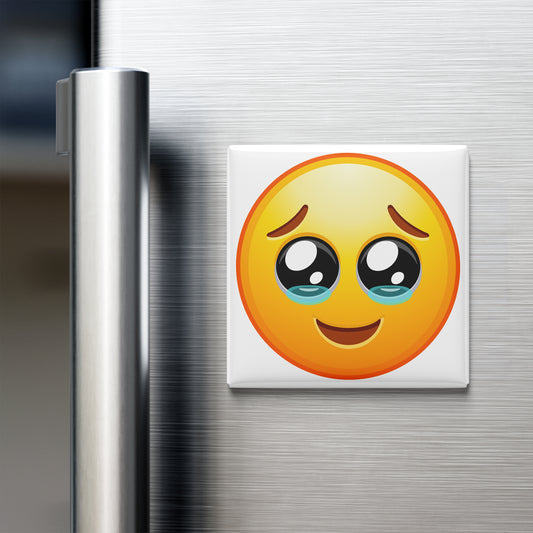 SMILING FACE HOLDING BACK TEARS EMOJI MAGNET