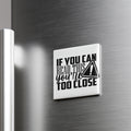 a refrigerator with a humorous warning sign on it.