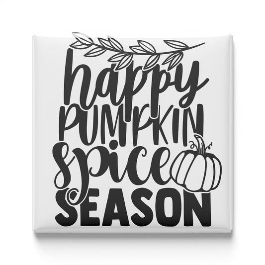 a black and white graphic design with the text "happy pumpkin spice season" written in a stylized font.