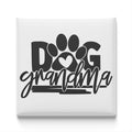 a black and white graphic design with the text "dog grandmother" and a heart symbol.
