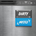 a refrigerator with a sign that says "Dirty" and "Clean" on it.