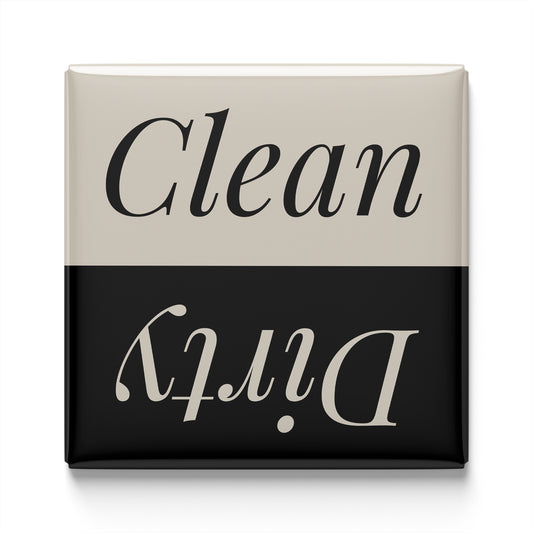 the text "Clean" and "Dirty" in a simple, sans-serif font.