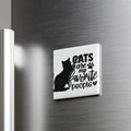 A refrigerator magnet with the text "CATS ARE MY FAVORITE PEOPLE" and a silhouette of a cat.