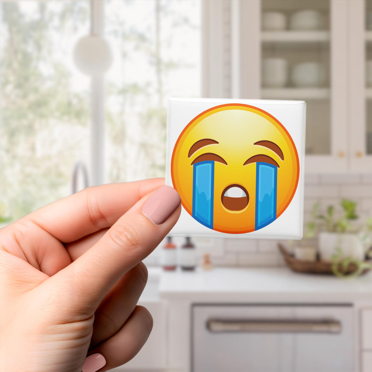 Loudly Crying Face Emoji Magnet