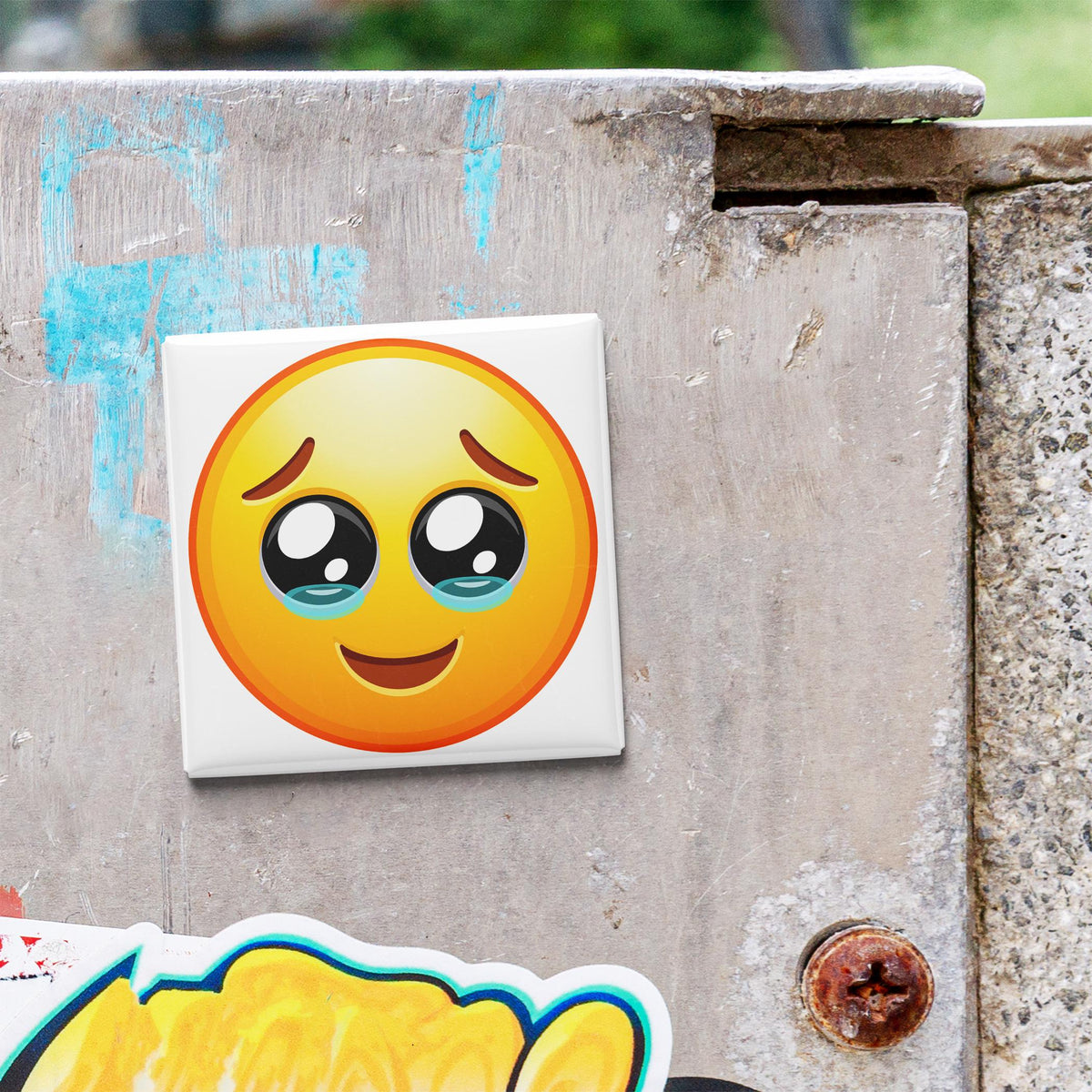 Smiling Face Holding Back Tears Emoji Magnet