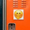 Face with Hand over Mouth and Smiling Eyes Emoji Magnet