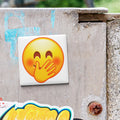 Face with Hand over Mouth and Smiling Eyes Emoji Magnet
