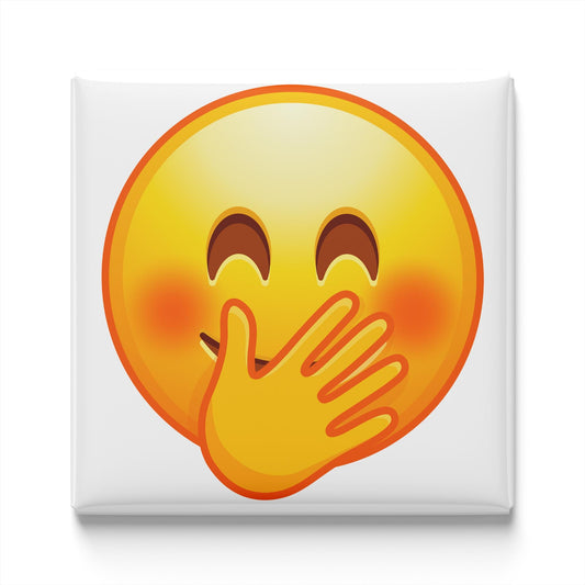 Face with Hand over Mouth and Smiling Eyes Emoji Magnet