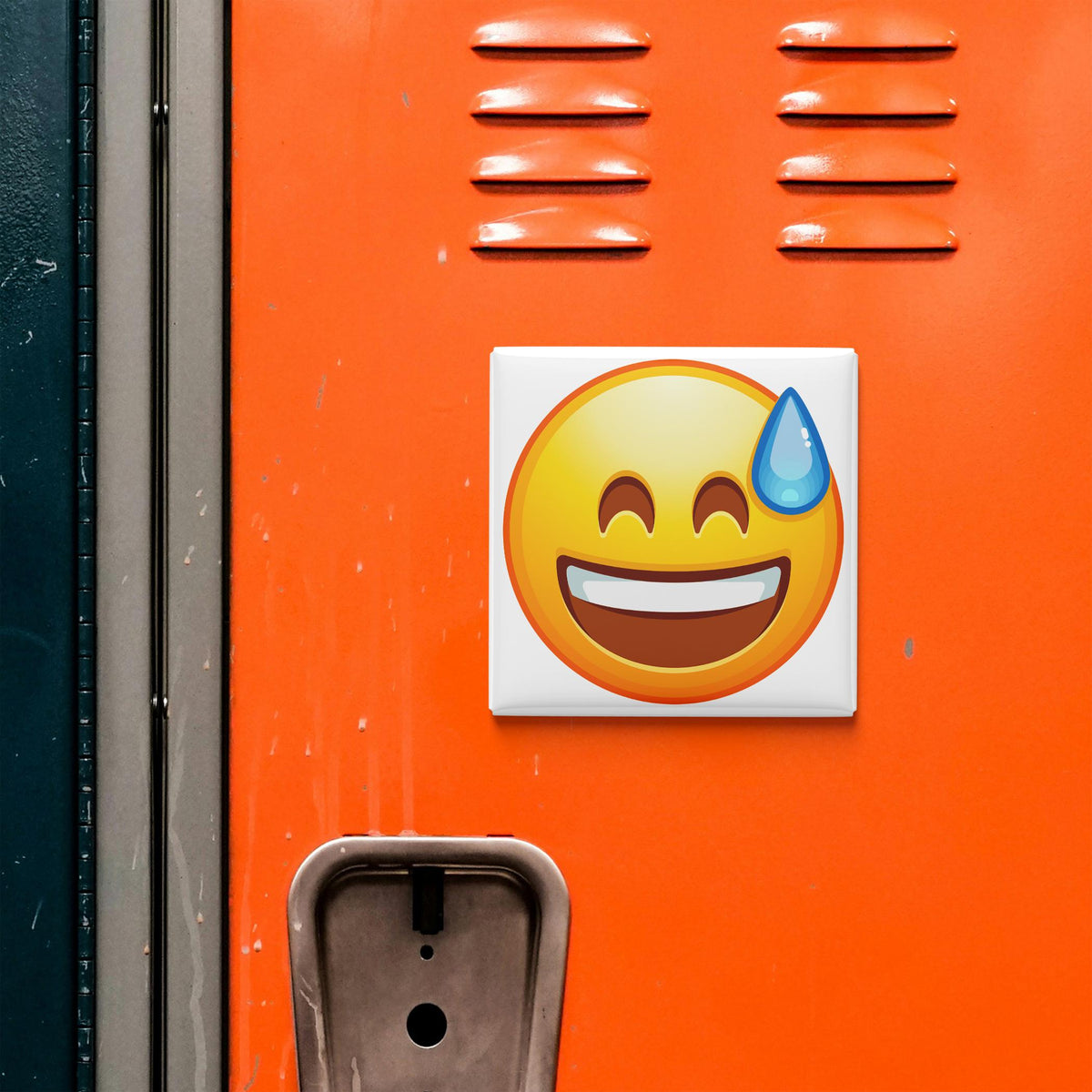 Grinning Face With Sweat Emoji Magnet