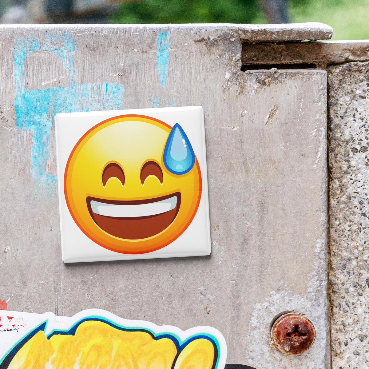 Grinning Face With Sweat Emoji Magnet