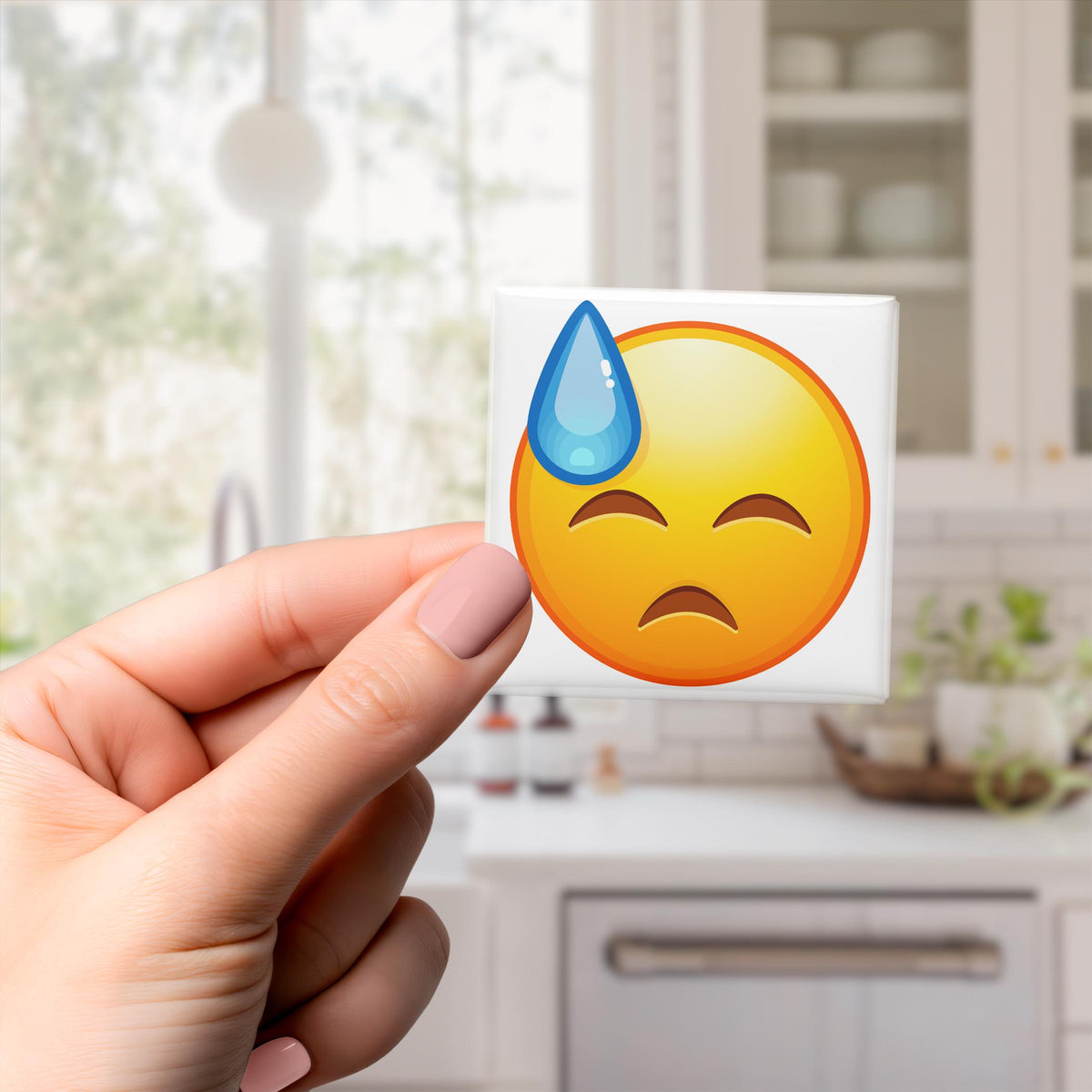 Downcast Face With Sweat Emoji Magnet