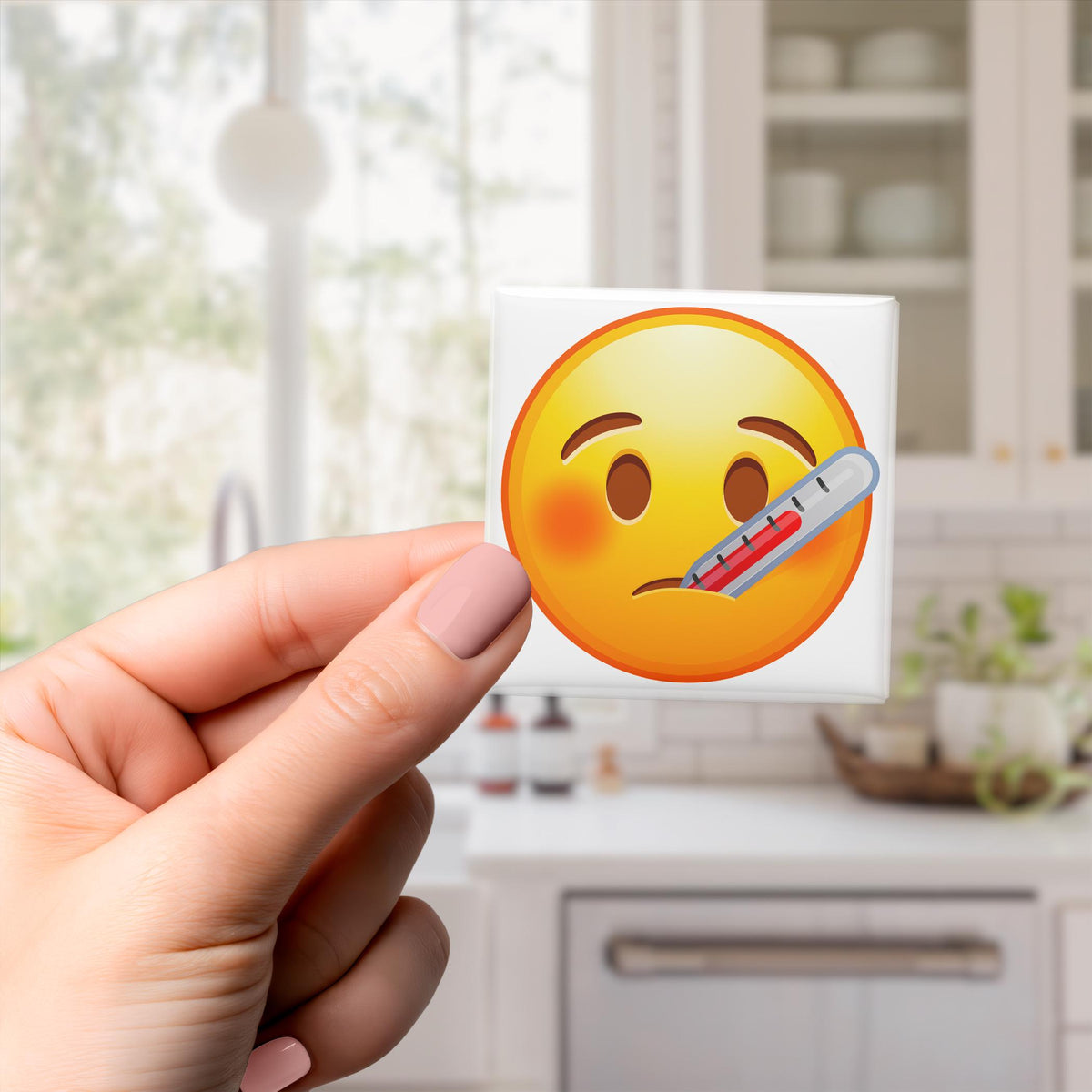 Face With Thermometer Emoji Magnet