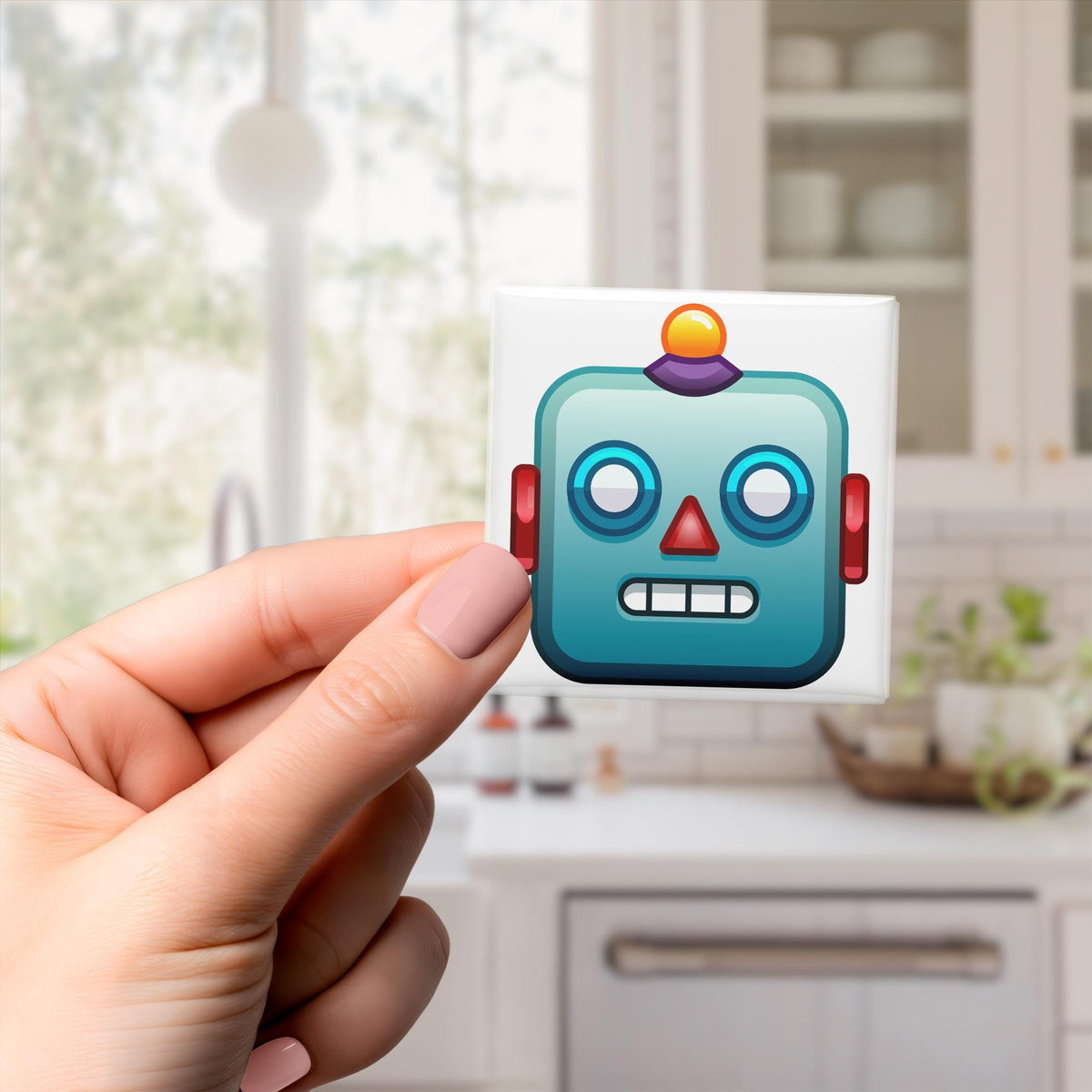 Robot Face Emoji Magnet