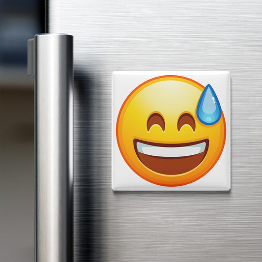 Grinning Face With Sweat Emoji Magnet