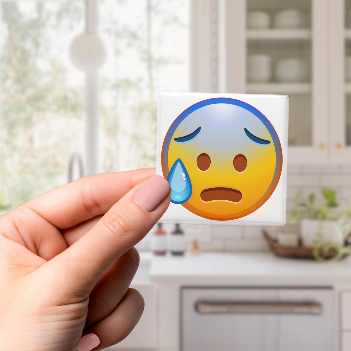 Anxious Face With Sweat Emoji Magnet