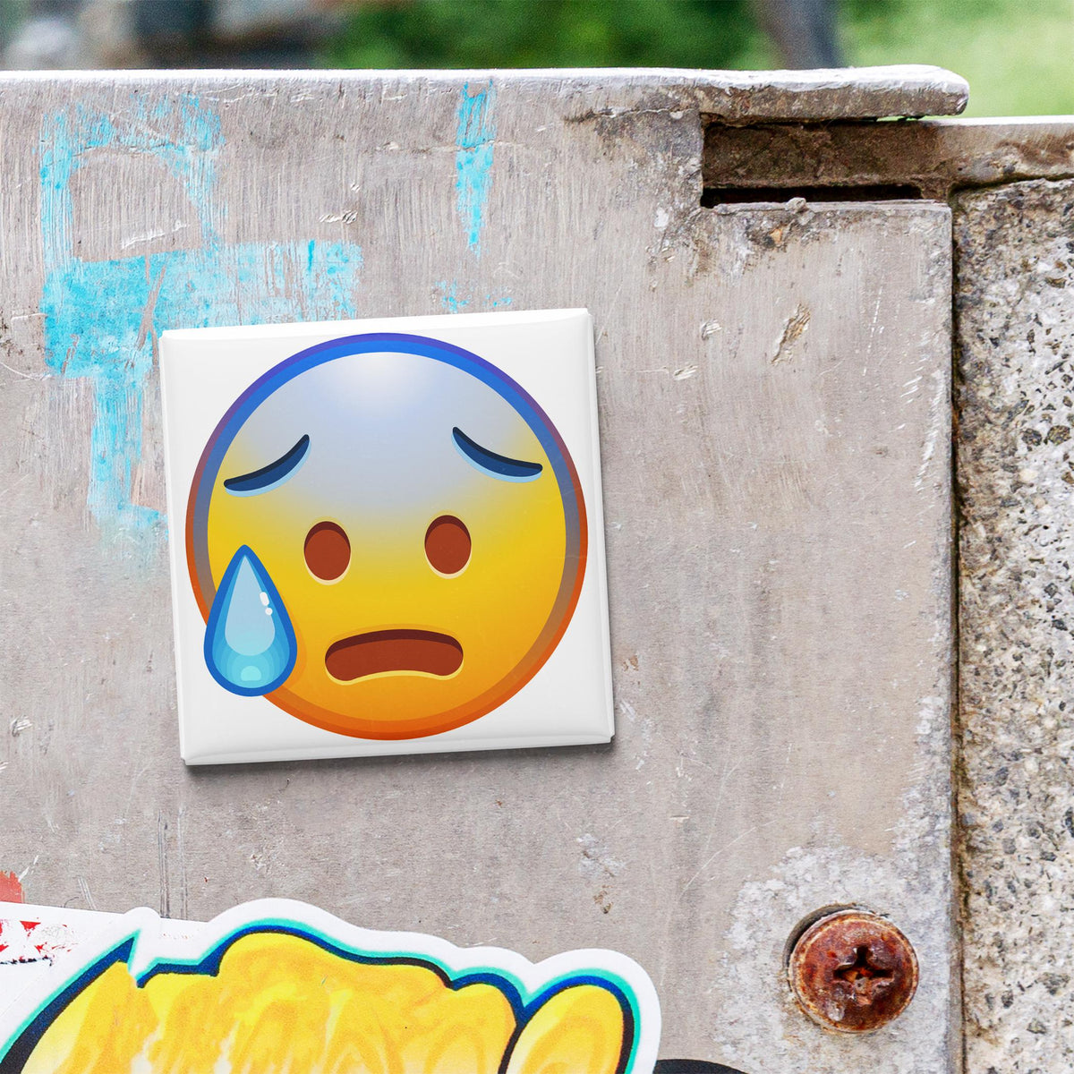 Anxious Face With Sweat Emoji Magnet